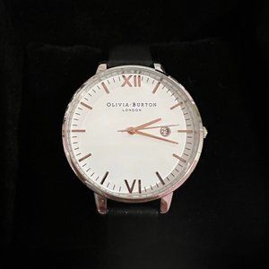 OLIVIA BURTON Big Dial Black Leather Watch